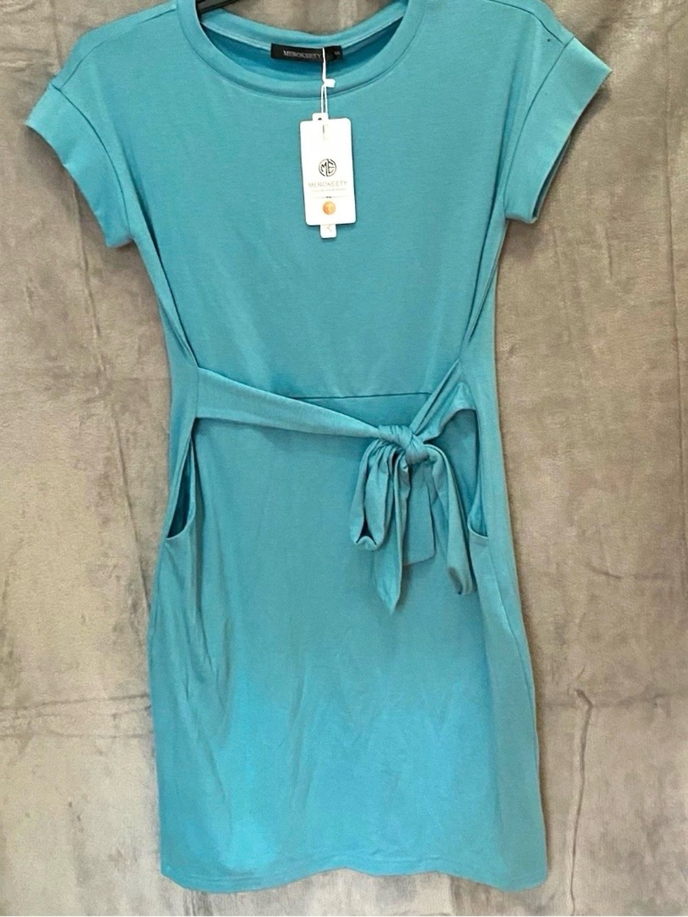 Merokeety Women’s Small T-Shirt Dress Short Sleeve Pockets Beach Trendy NWT